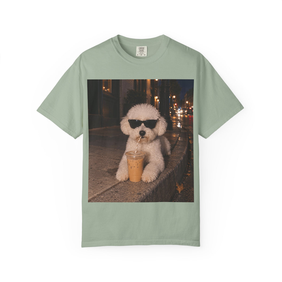 Bichon Frise Dog Comfort Colors Shirt, Iced Coffee Dog Mom T-shirt