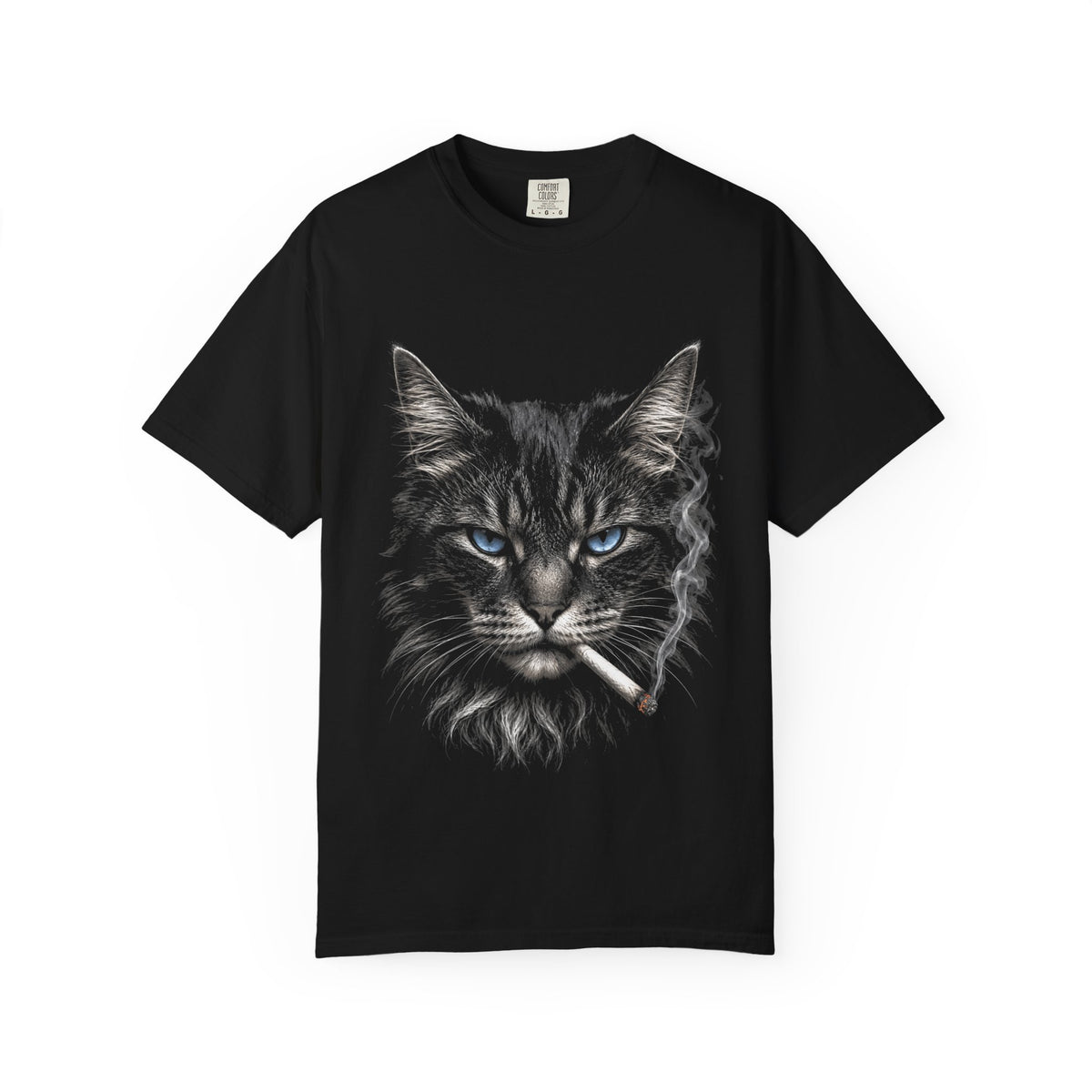 Smoking Black Cat Animal Artwork T-shirt