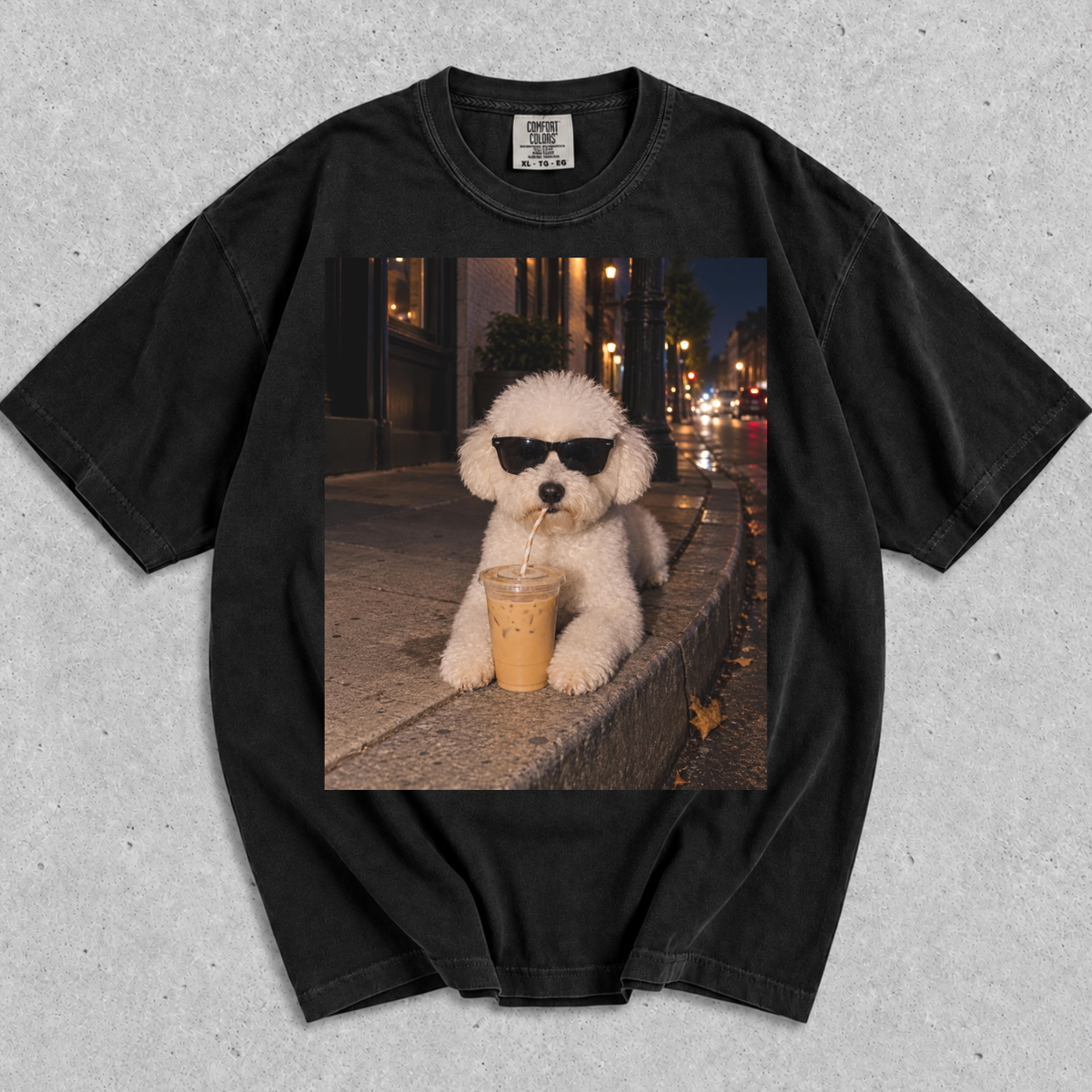 Bichon Frise Dog Comfort Colors Shirt, Iced Coffee Dog Mom T-shirt