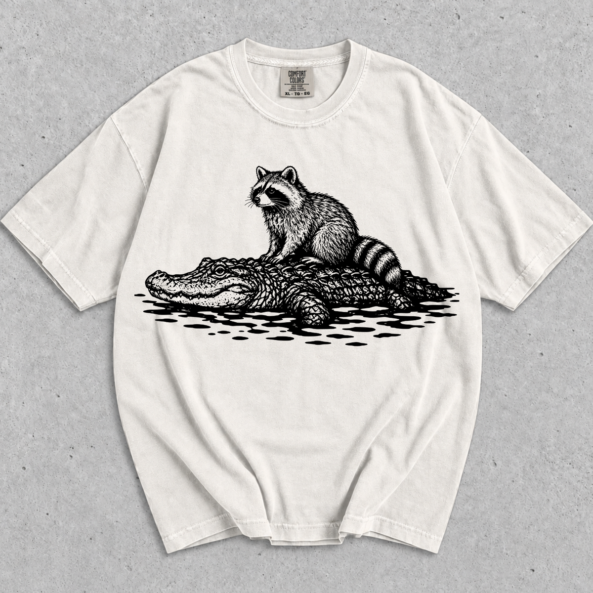 Funny Raccoon And Crocodile T-Shirt