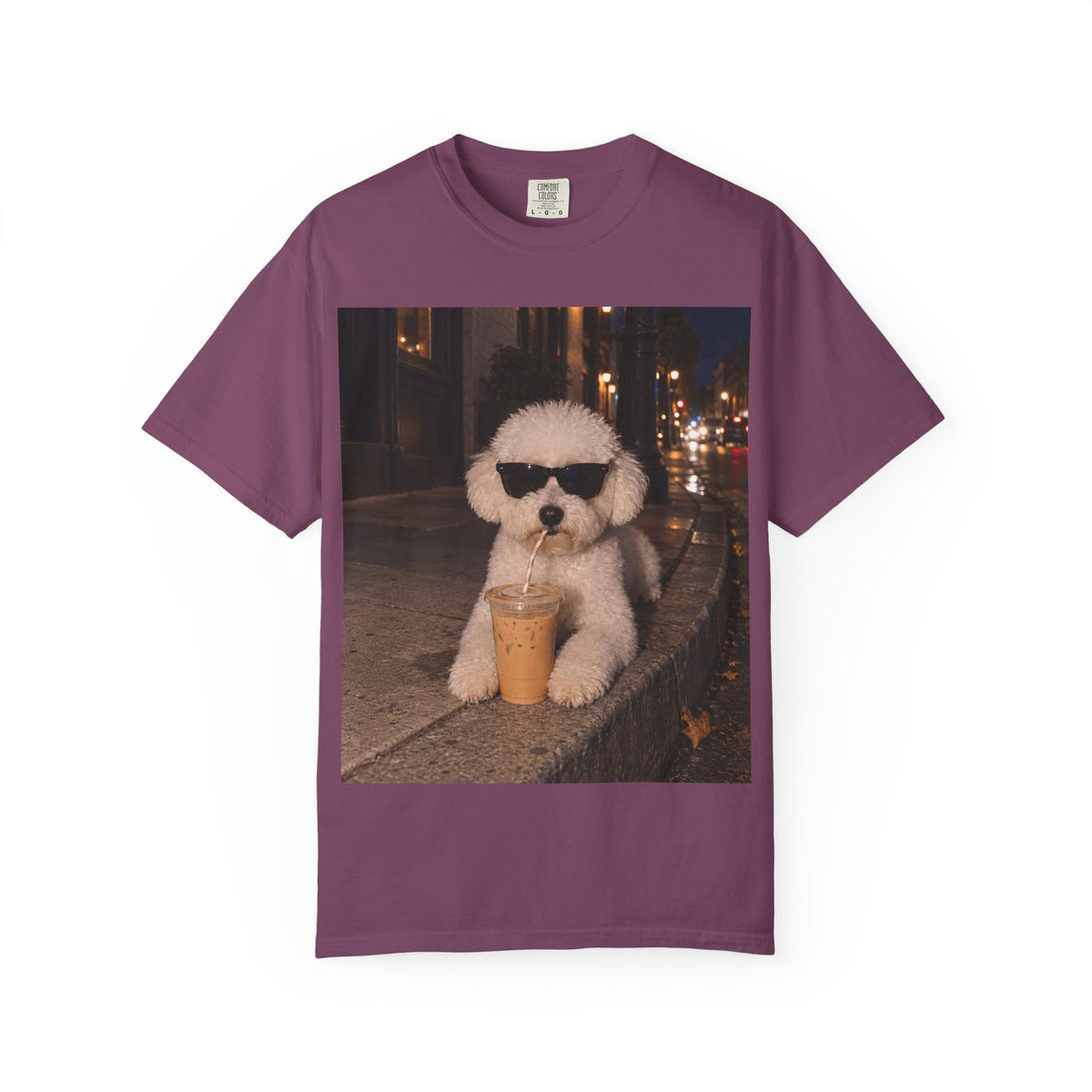 Bichon Frise Dog Comfort Colors Shirt, Iced Coffee Dog Mom T-shirt