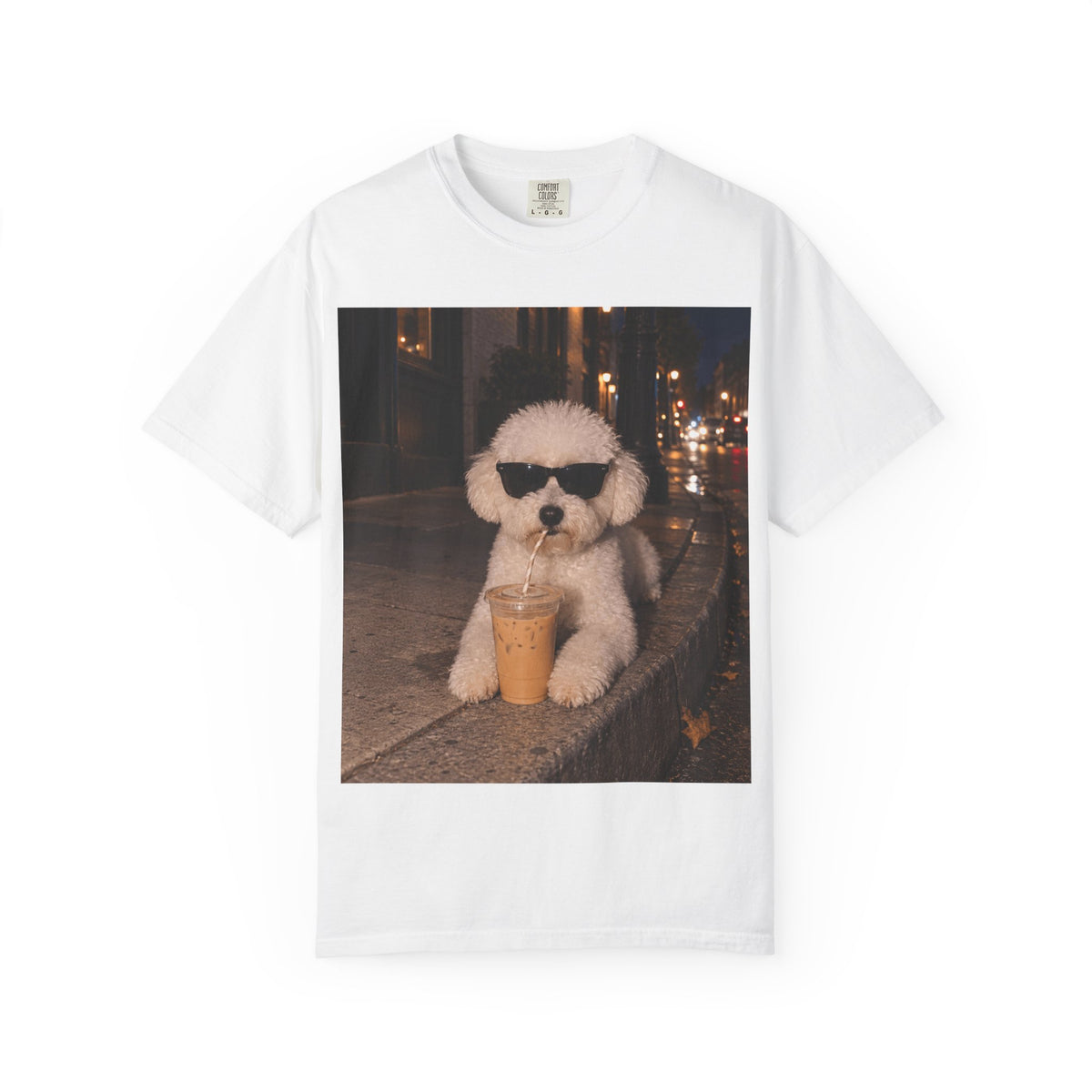 Bichon Frise Dog Comfort Colors Shirt, Iced Coffee Dog Mom T-shirt
